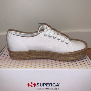 Superga White Canvas Platform Espadrille Sneakers